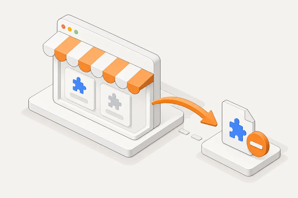 Illustration of an extension being removed from the store